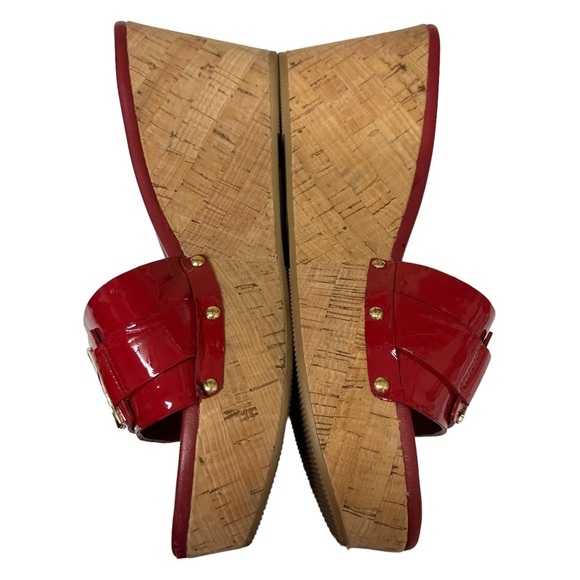 Coach Jen Patent Leather Wedge Slides Red 8.5 - Picture 6 of 9